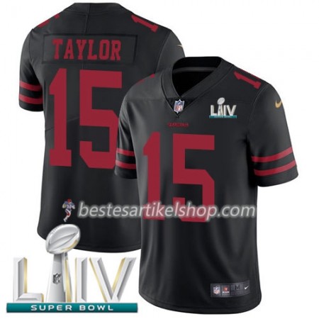 Herren San Francisco 49ers Trikot Trent Taylor 15 Nike Schwarz 2020 Super Bowl LIV